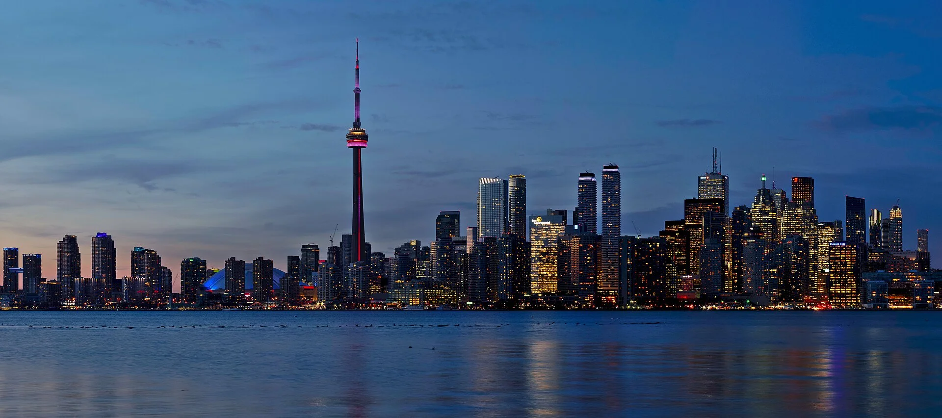Toronto skyline at sunset from the Snake Islands